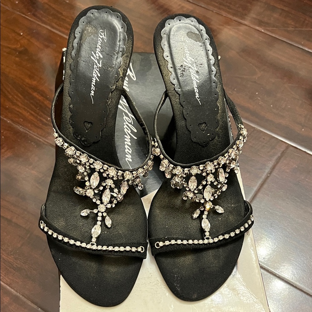 Beverly Feldman Women's Black Embellished Sandals
